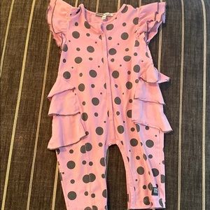 Kashka KidCuteTure pink/grey ruffled one piece 24M